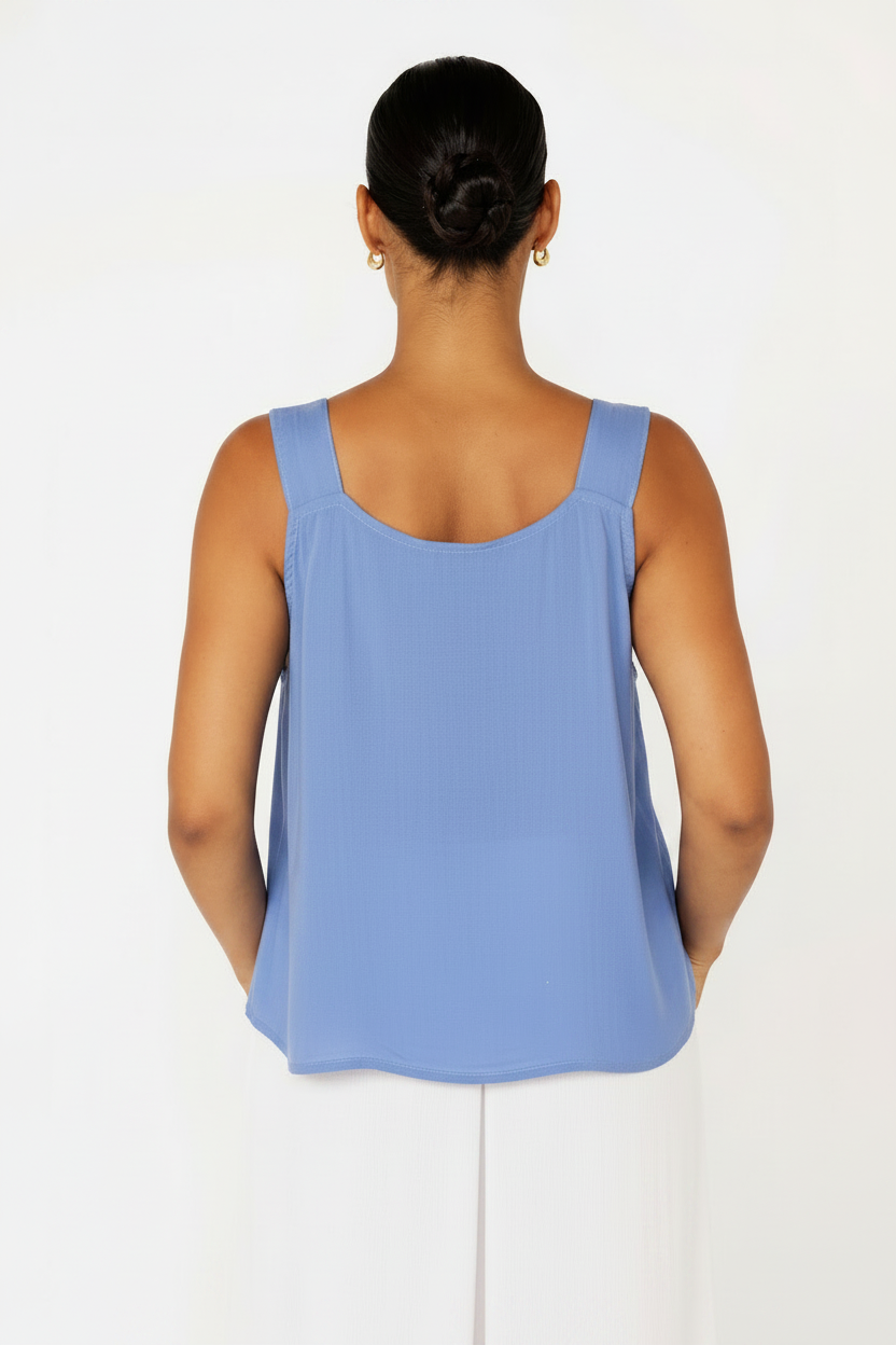 Mykonos Tank | Cornflower Blue Crinkle - Saffron Road