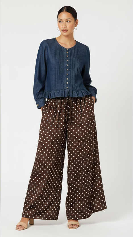 Palazzo Pant | Polka Dot - Saffron Road
