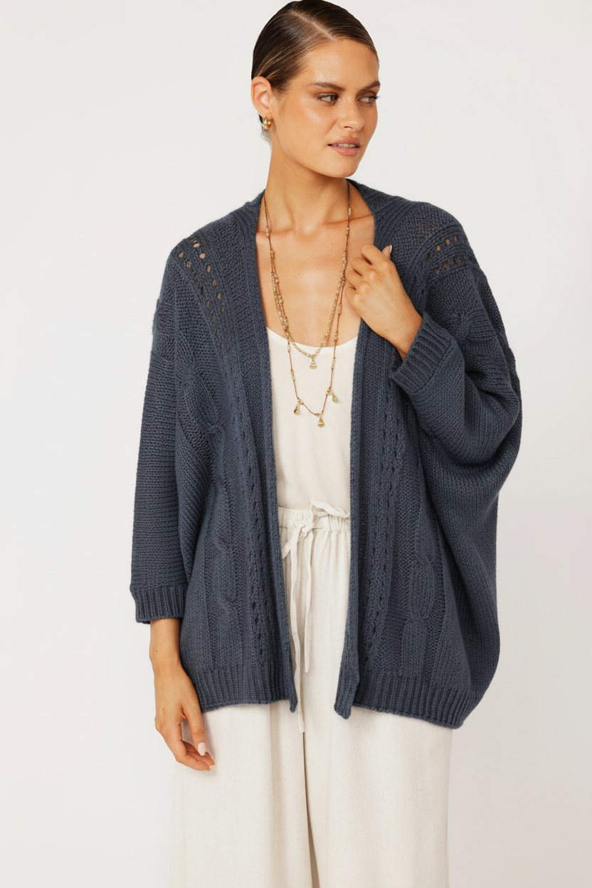Cable Knit Shrug | Mohair Knit | Carbon - Saffron Road