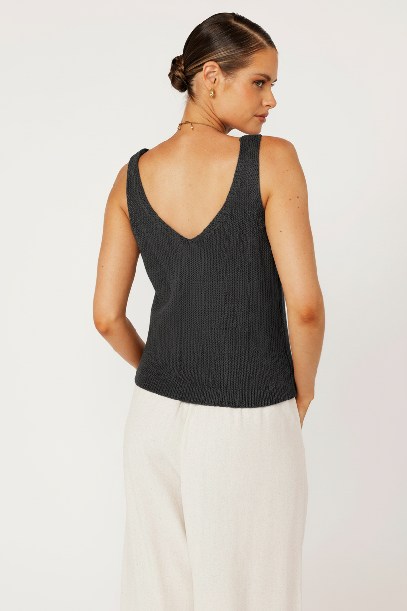 Cotton Knit Tank | Dark Grey - Saffron Road