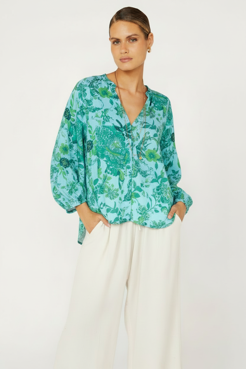 Amber Blouse | Ocean Garden - Saffron Road