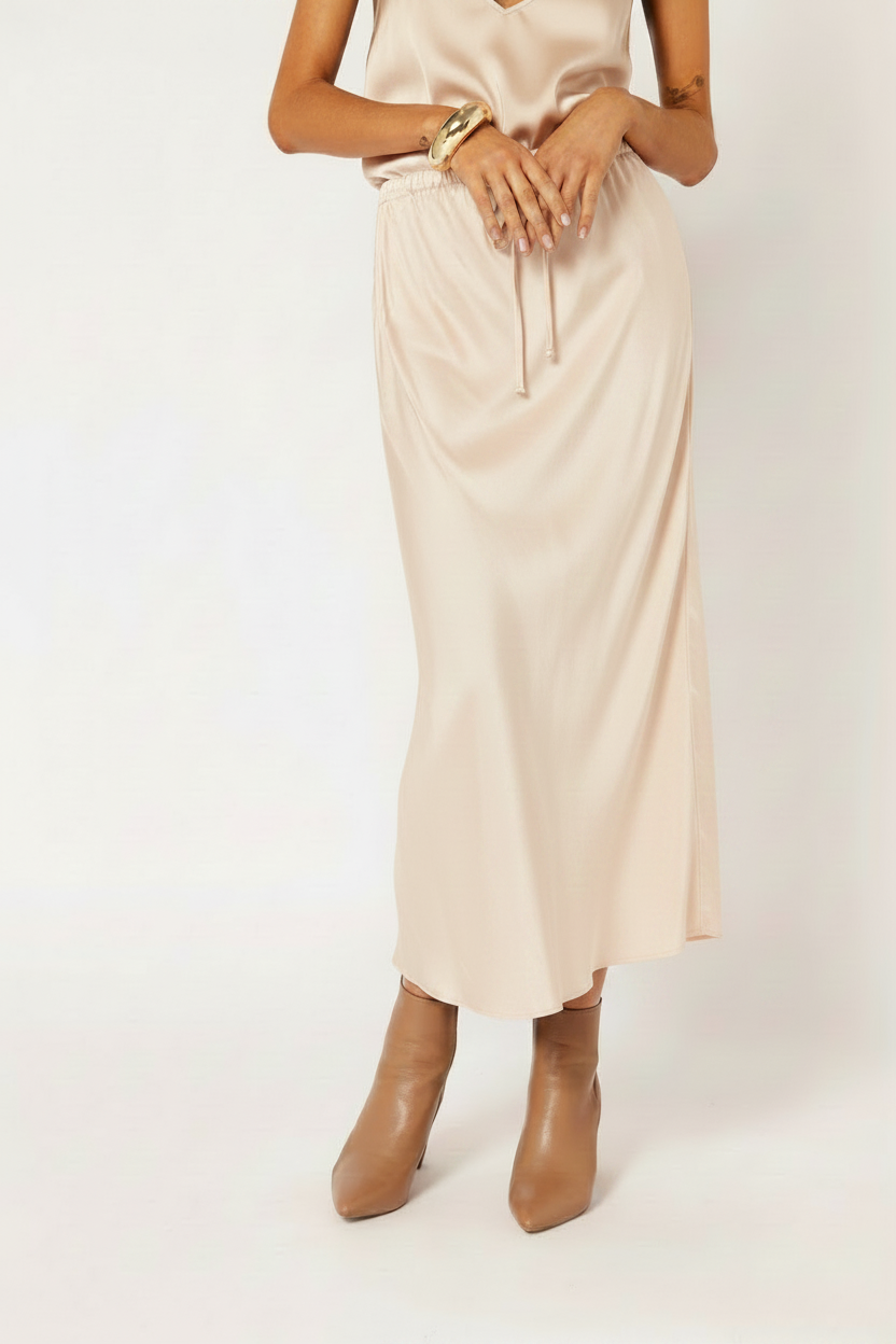 Violet Skirt | Satin Viscose | Oyster - Saffron Road