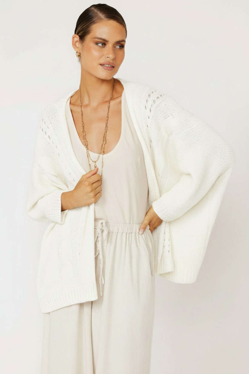 Cable Knit Shrug | Mohair Knit | Cream - Saffron Road