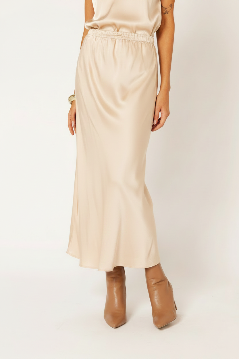 Violet Skirt | Satin Viscose | Oyster - Saffron Road