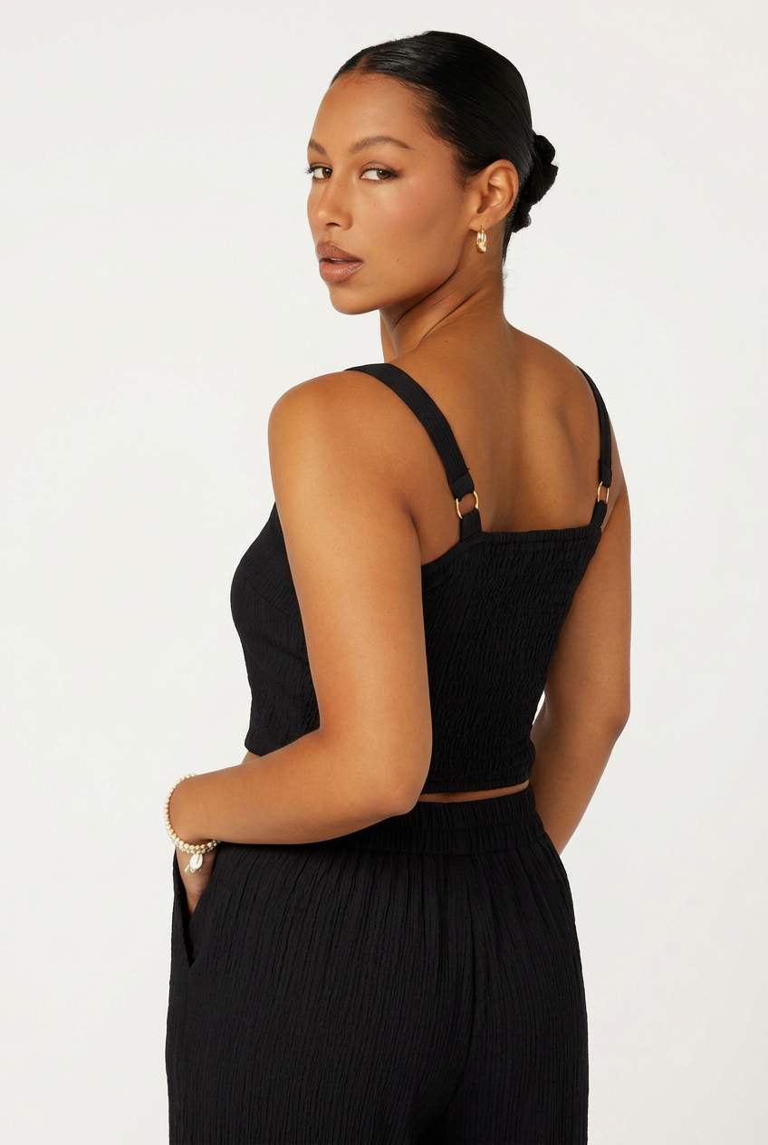 Bralette | Black Crinkle - Saffron Road