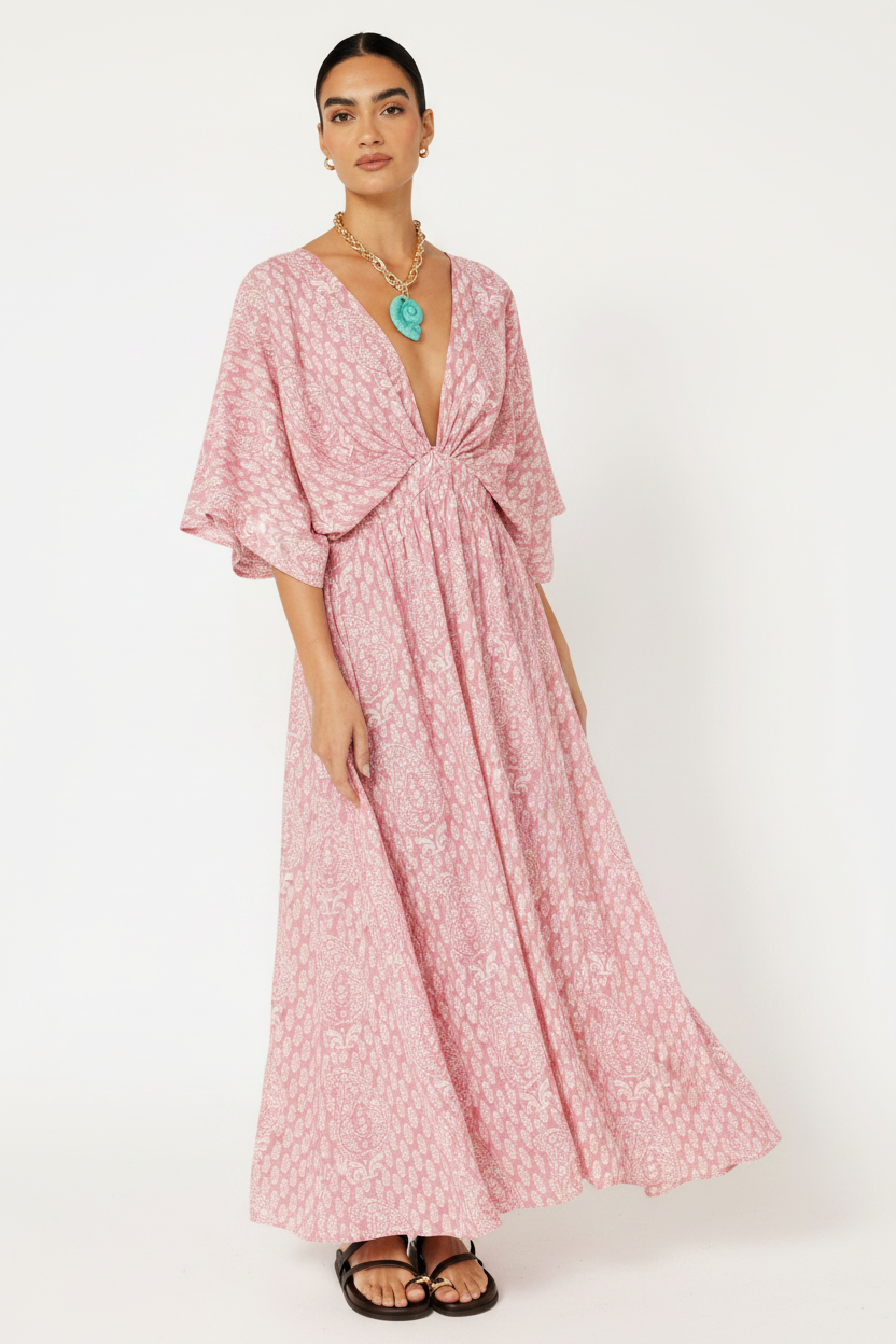 Meredith Dress | Blossom Block Print - Saffron Road