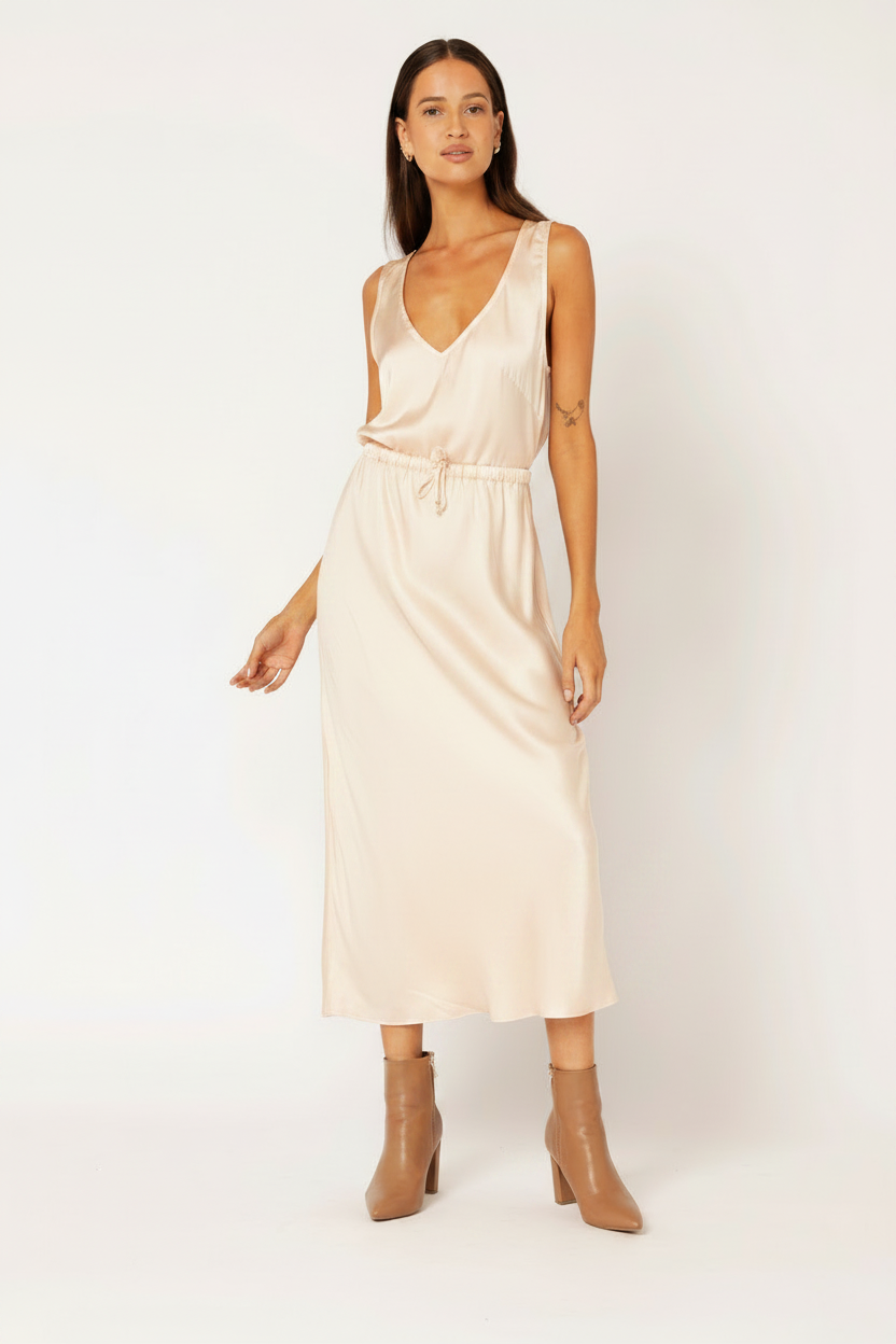 Violet Skirt | Satin Viscose | Oyster - Saffron Road