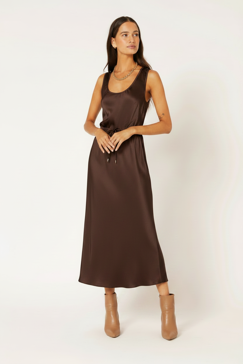 Violet Skirt | Satin Viscose | Chocolate - Saffron Road