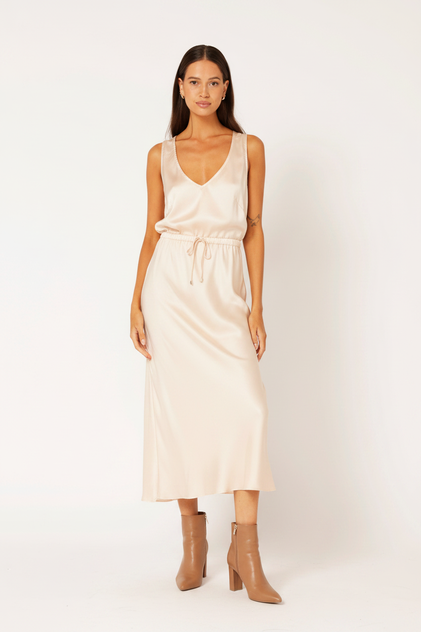 Violet Skirt | Satin Viscose | Oyster - Saffron Road