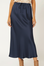 Violet Skirt | Satin Viscose | Navy - Saffron Road