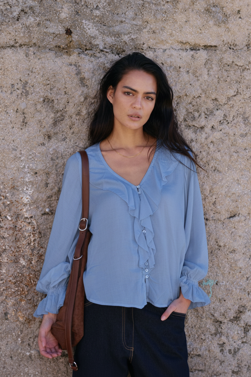 Stevie Blouse | Powder Blue - Saffron Road