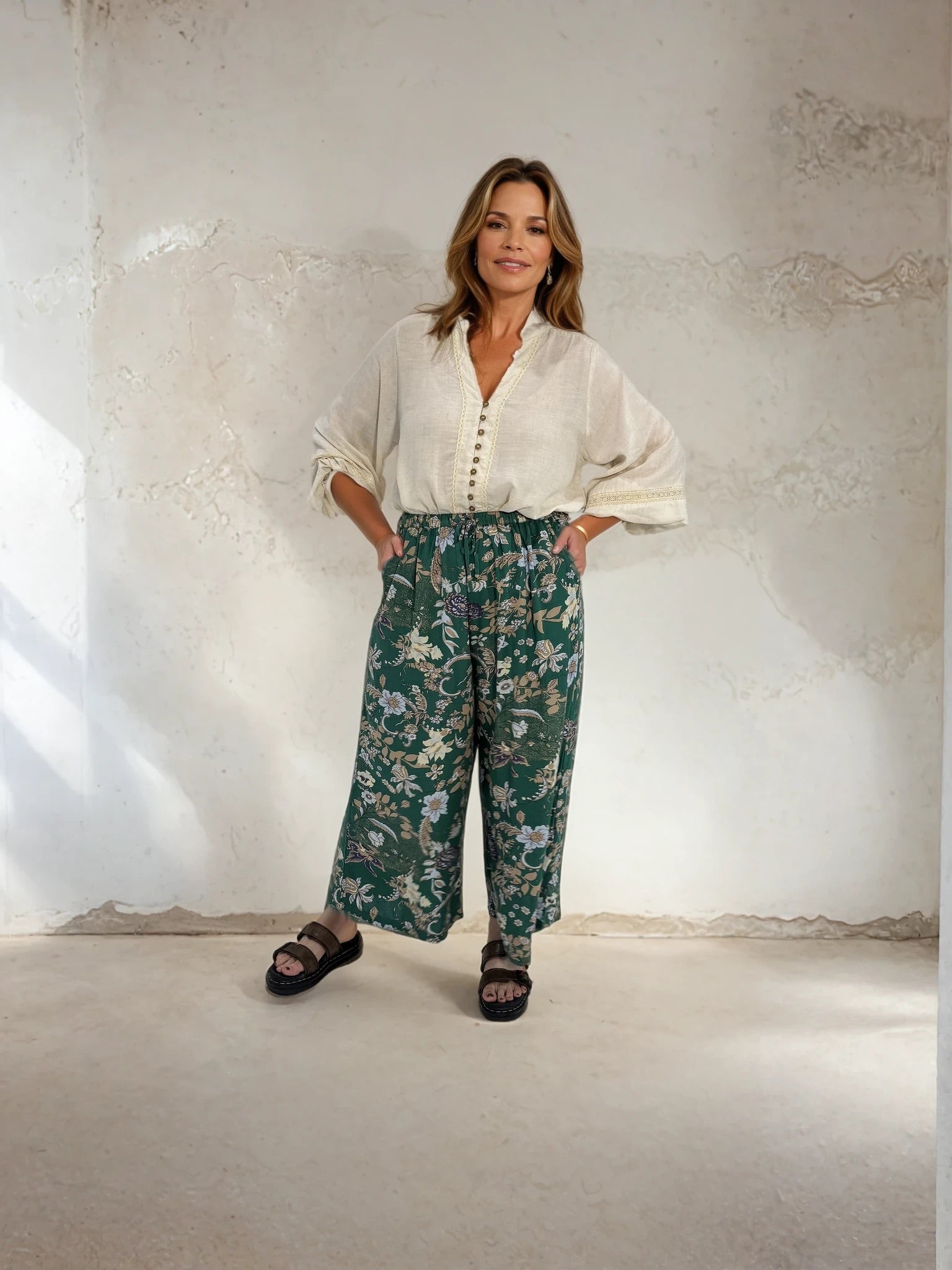 Island Pant | Midnight Garden Green - Saffron Road