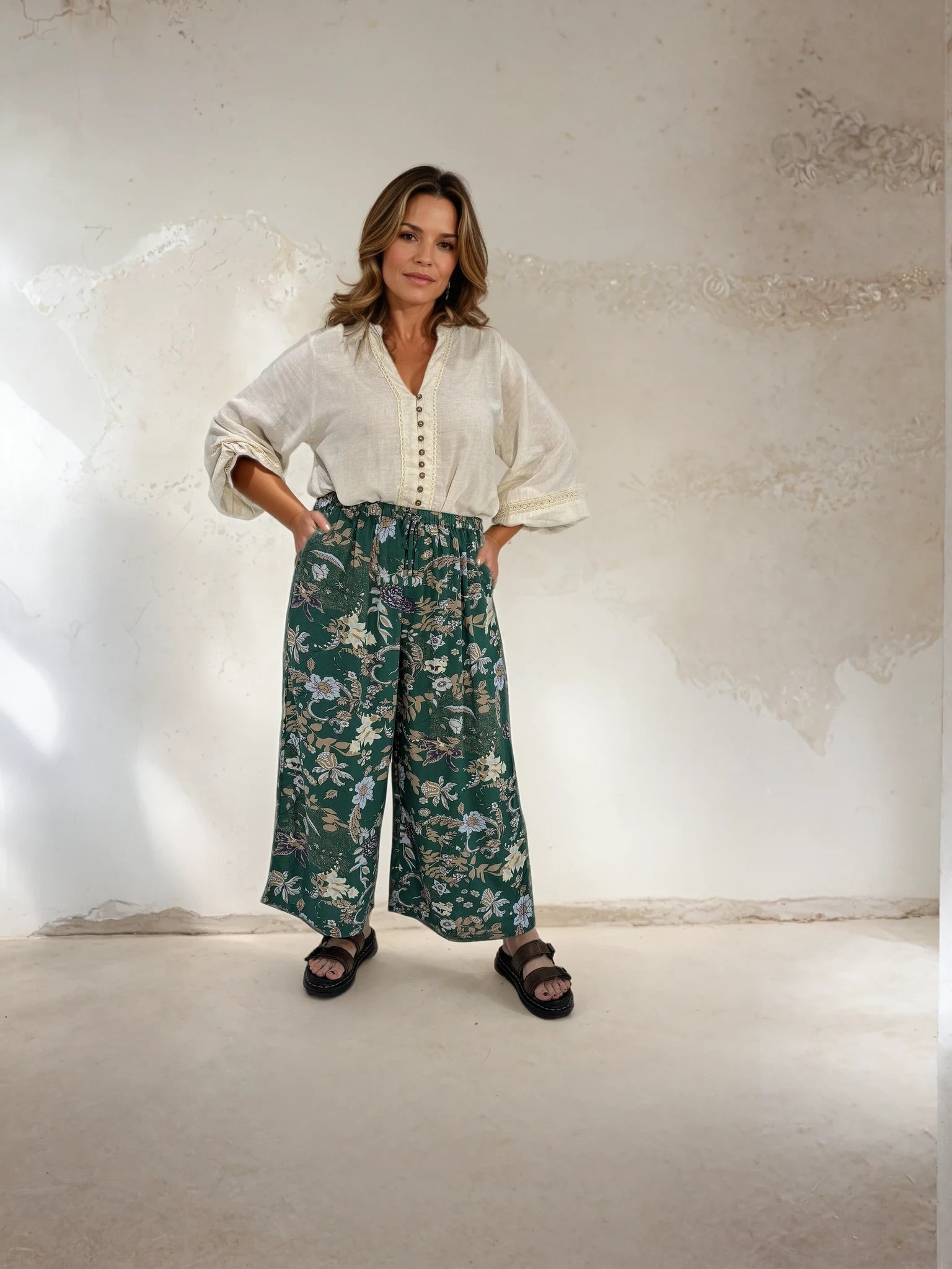Island Pant | Midnight Garden Green - Saffron Road