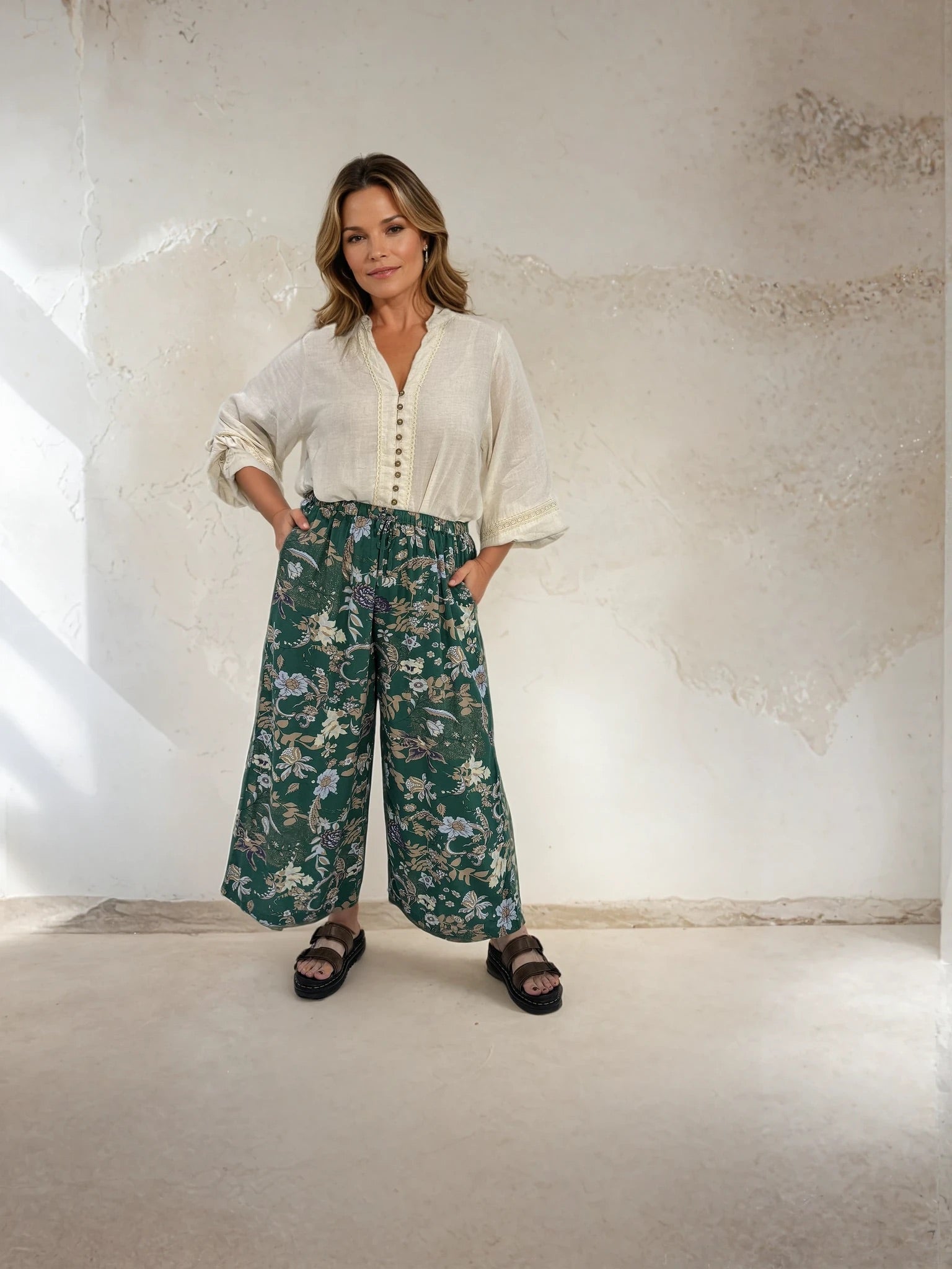 Island Pant | Midnight Garden Green - Saffron Road