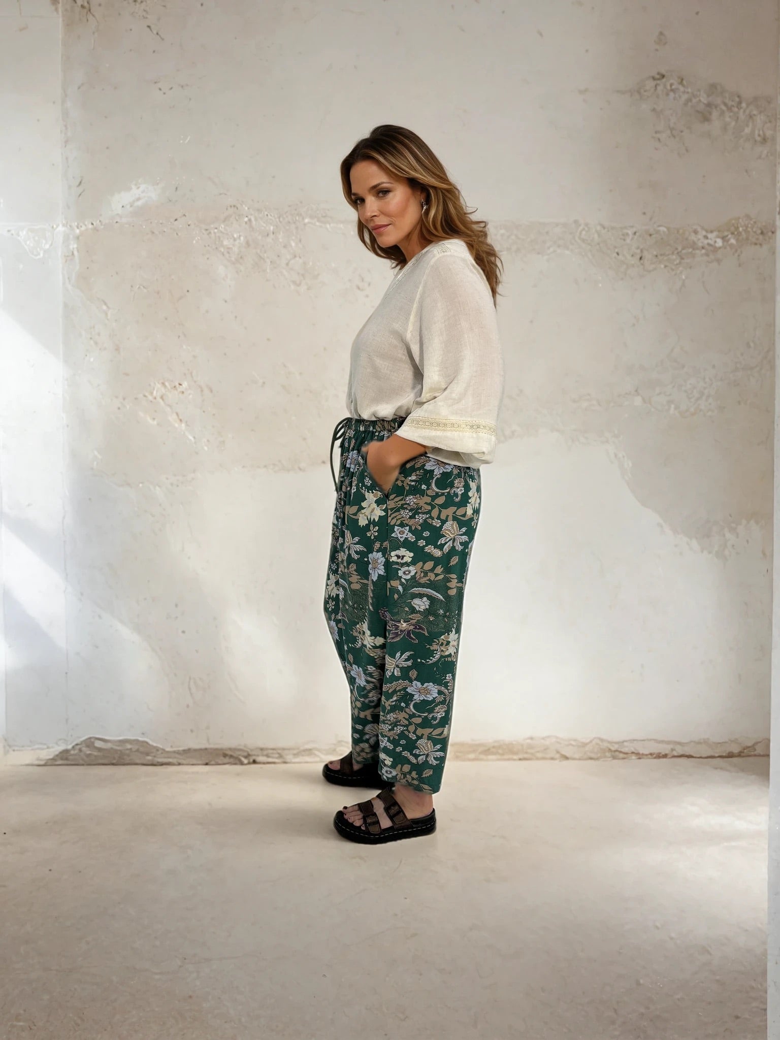 Island Pant | Midnight Garden Green - Saffron Road