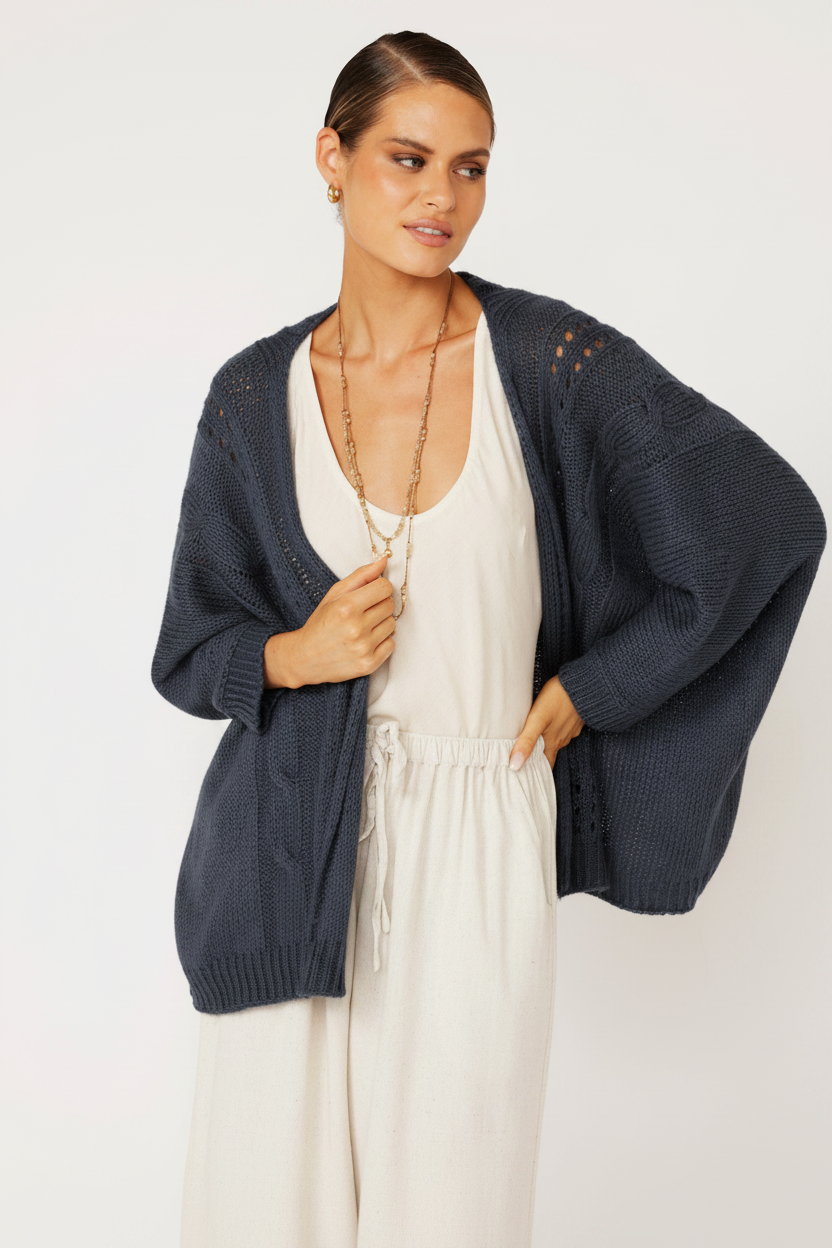 Cable Knit Shrug | Mohair Knit | Carbon - Saffron Road