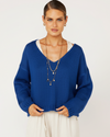 V Neck Jumper | Mohair Knit | Cobalt Blue