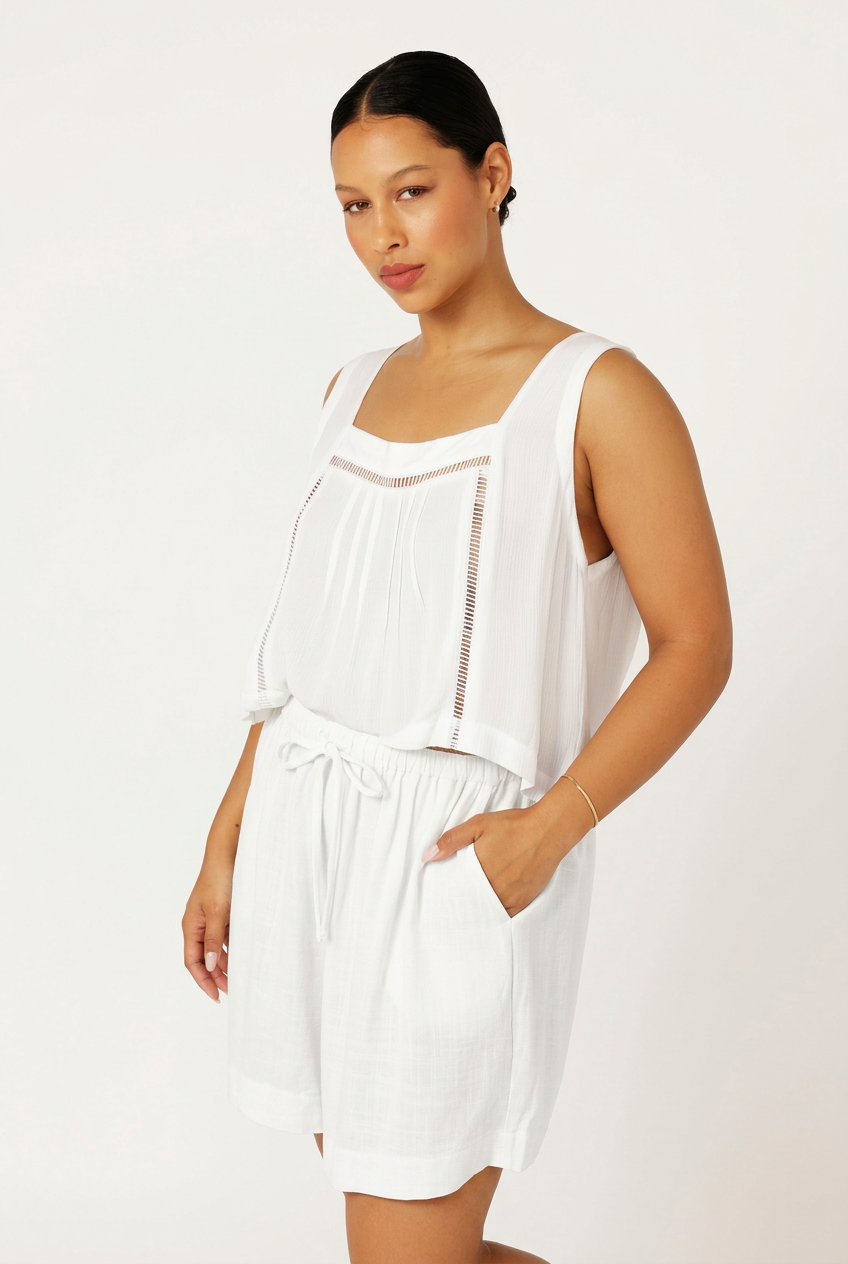 Island Shorts | White Linen Viscose
