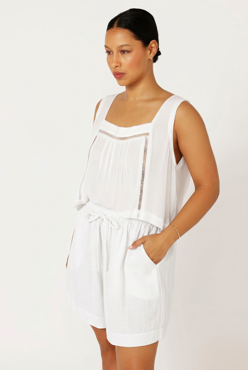 Island Shorts | White Linen Viscose