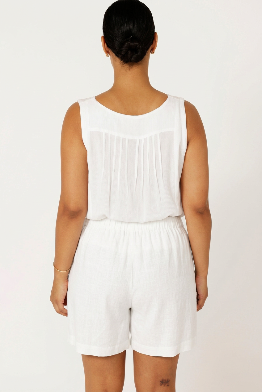 Island Shorts | White Linen Viscose