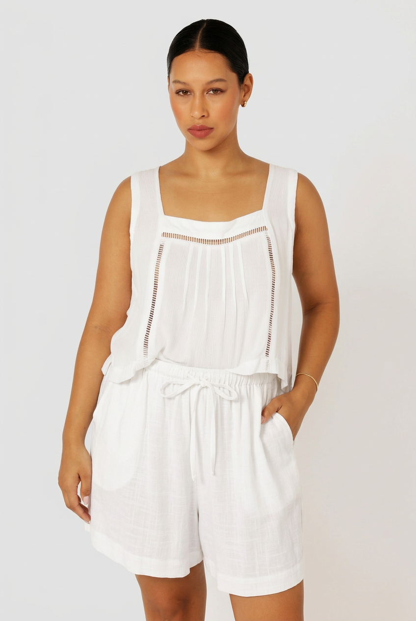 Island Shorts | White Linen Viscose