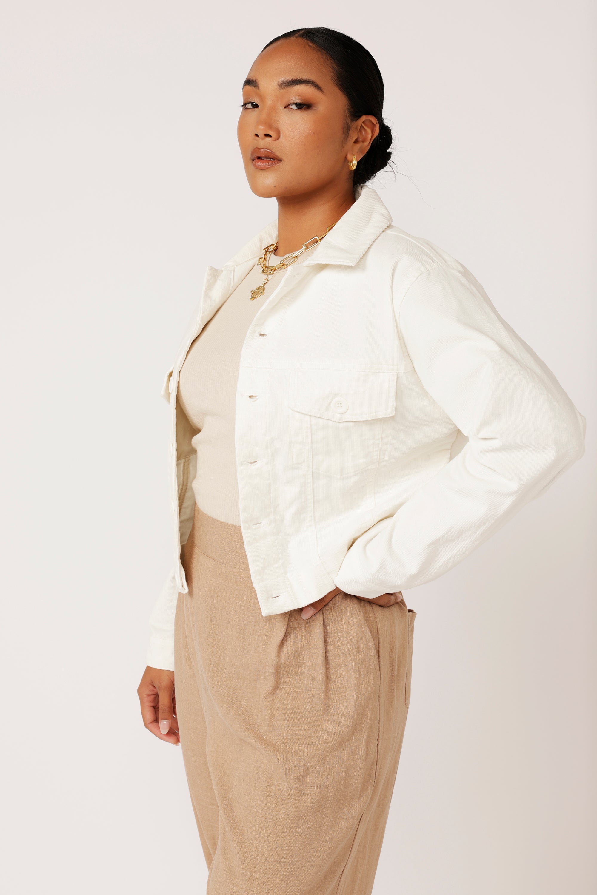 Vegas Jacket CROPPED | Cream - Saffron Road