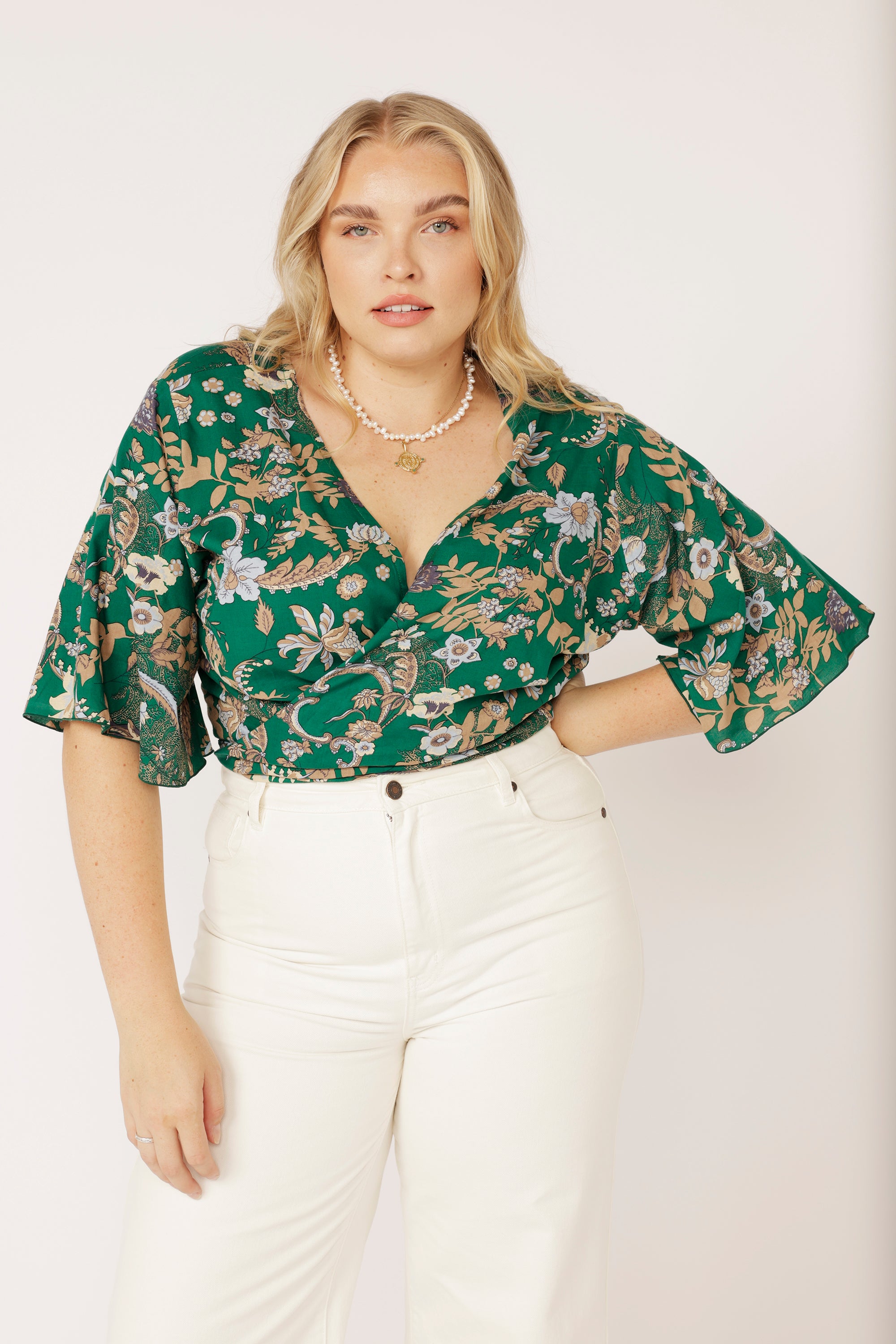 Wrap Me Up Top | Midnight Garden Green - Saffron Road